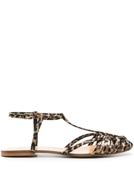 Satīna sandales ar apdruku ar leoparda rakstu Anna F. brūns
