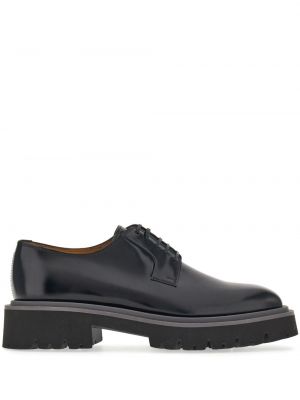 Pantofi derby cu șireturi din piele din dantelă Ferragamo negru