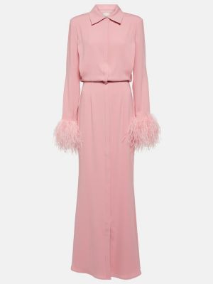 Sukienka długa w piórka Roland Mouret różowa