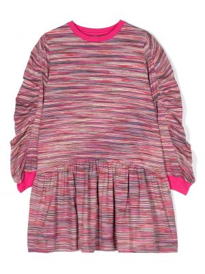 Melange printti suora mekko tytöille Missoni Kids pinkki