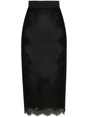 Midi sijonas satininis Dolce & Gabbana juoda