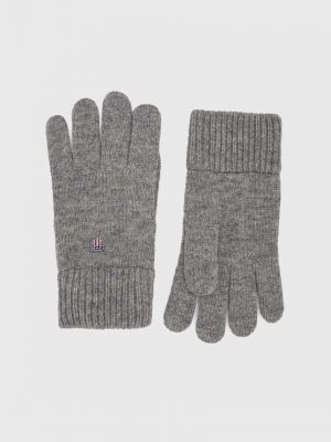 Вовняні рукавички Gant сірі