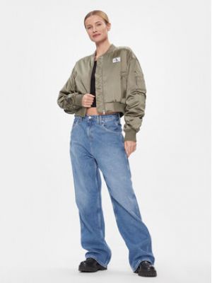 Džínová bunda Calvin Klein Jeans zelená