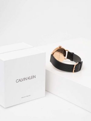 Часы с кожаным ремешком Calvin Klein черные