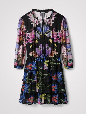 Mini haljina s cvjetnim printom Desigual crna