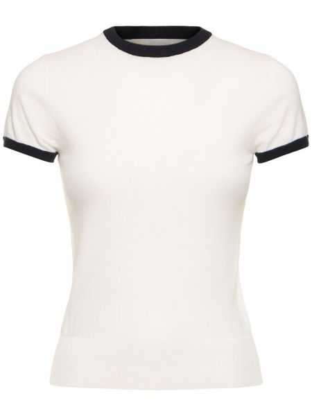 T-shirt di cachemire di cotone Extreme Cashmere bianco