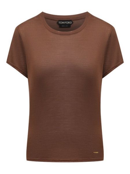 Шелковая футболка Tom Ford коричневая