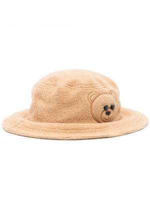 Haftowany kapelusz polarowy Moschino beżowy
