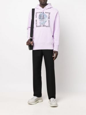 Bluza z kapturem z nadrukiem oversize Givenchy fioletowa