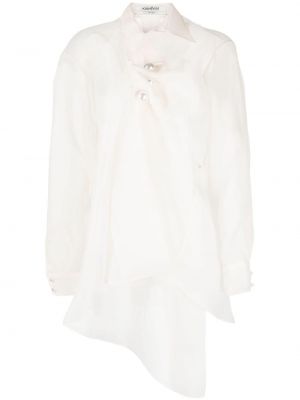Asymetrická košeľa s perlami Kimhekim biela
