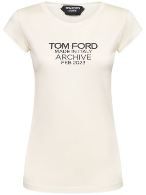T-shirt en soie à imprimé Tom Ford blanc