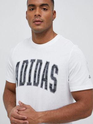 Bombažna majica Adidas bela