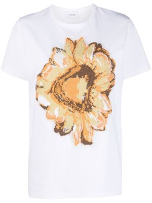 Koszulka z kaszmiru w kwiatki Barrie biała