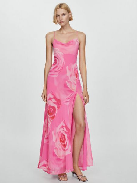 Slim fit večerní šaty Mango růžové