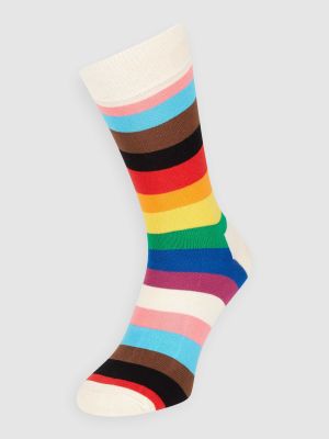 Dzianinowe skarpety w paski Happy Socks białe