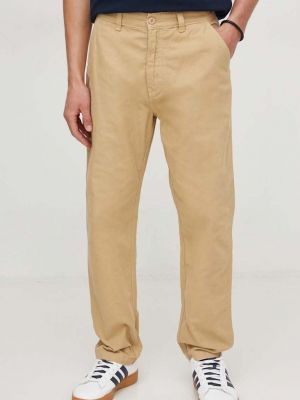 Jednobarevné bavlněné kalhoty Pepe Jeans béžové