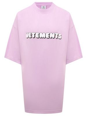 Хлопковая футболка Vetements розовая