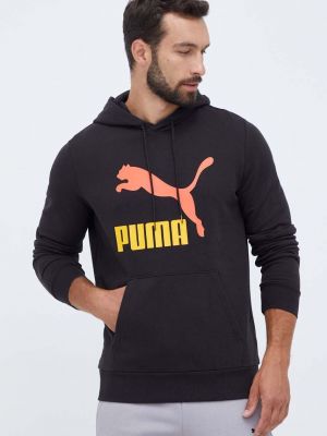 Bluza z kapturem bawełniana z nadrukiem Puma czarna