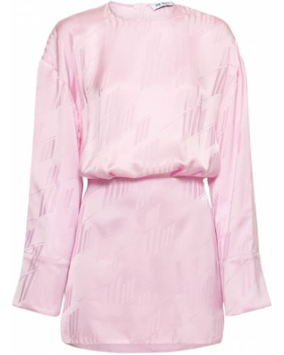 Žakárové saténové mini šaty The Attico růžové