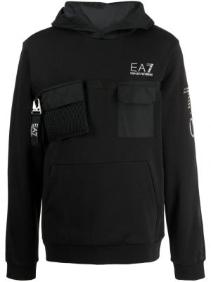Pamučna hoodie s kapuljačom s džepovima Ea7 Emporio Armani