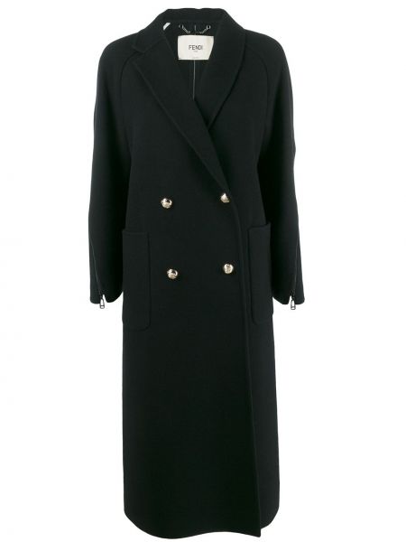 Длинное пальто Fendi, черное