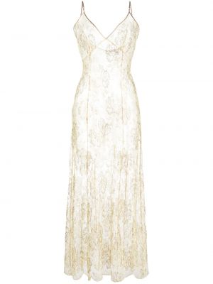 Μάξι φόρεμα με μαργαριτάρια με δαντέλα Gilda & Pearl χρυσό