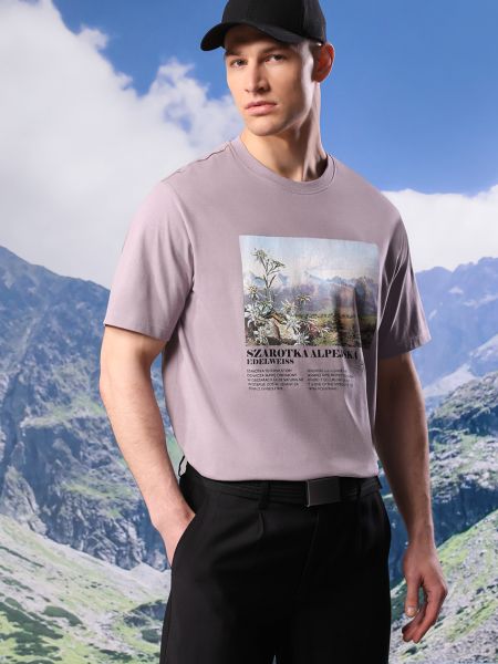 Koszulka bawełniana z nadrukiem Medicine fioletowa