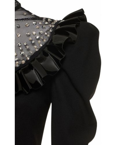 Krepové vlněné mini šaty Alessandra Rich černé