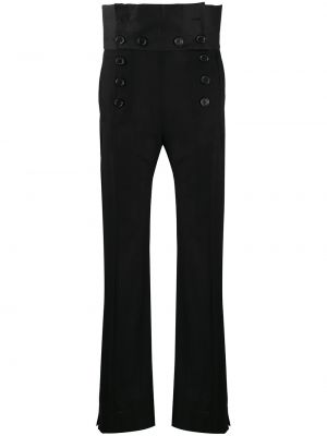 Pantalones de cintura alta con botones Ann Demeulemeester negro