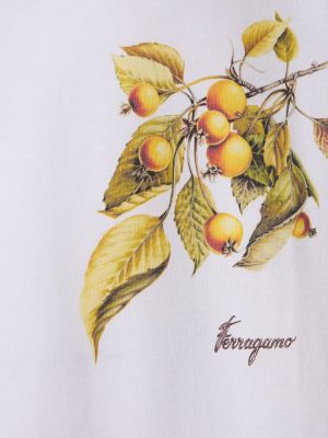 Bombažna majica s potiskom Ferragamo bela