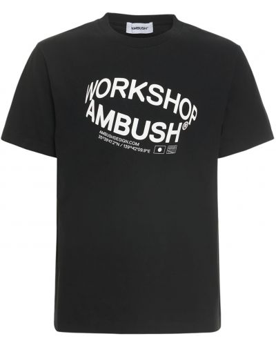 Памучна тениска с принт от джърси Ambush черно