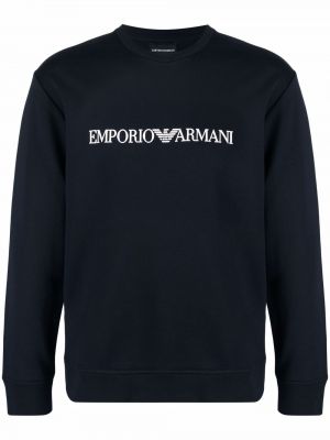 Raštuotas džemperis apvaliu kaklu Emporio Armani mėlyna