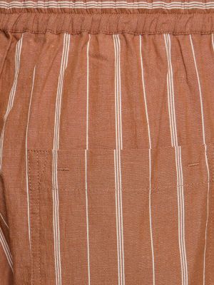 Pantalon en lin en coton à rayures Matteau orange
