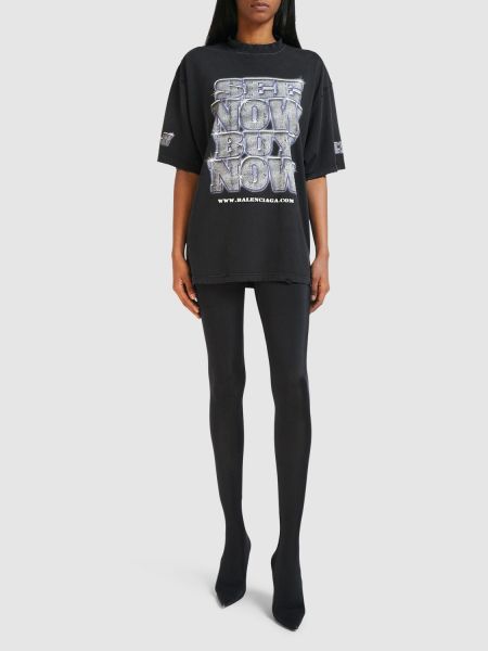 Βαμβακερή μπλούζα με σχέδιο Balenciaga μαύρο