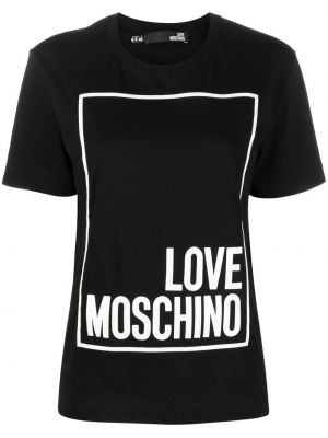 Памучна тениска с принт Love Moschino черно