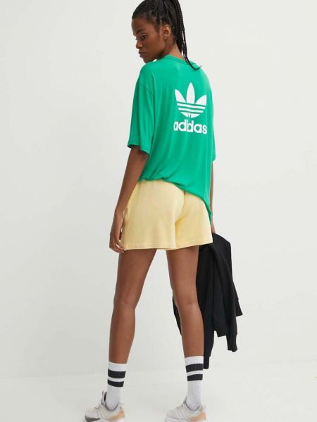 Bavlněné kraťasy s vysokým pasem Adidas Originals žluté