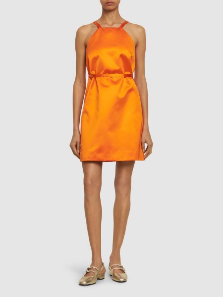 Szatén mini ruha Patou narancsszínű