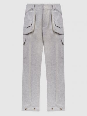 Меланжевые шерстяные брюки карго Ermanno Scervino серые