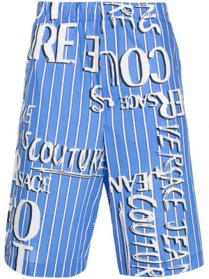 Shorts en jean en coton à imprimé Versace Jeans Couture