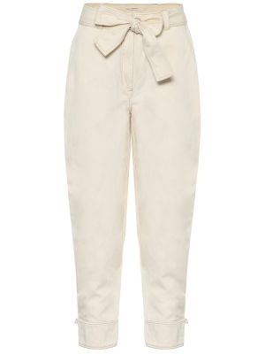 Bavlněné lněné kalhoty Ulla Johnson bílé