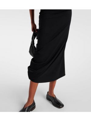Βαμβακερή μίντι φόρεμα από ζέρσεϋ Lemaire μαύρο