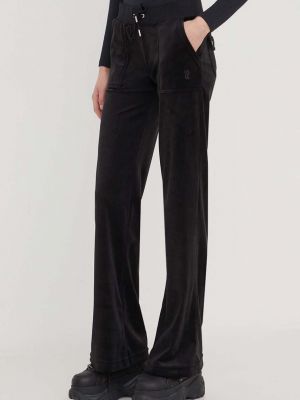 Czarne welurowe spodnie sportowe Juicy Couture