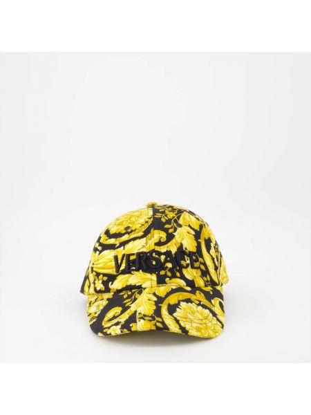 Gorra de algodón con estampado Versace amarillo