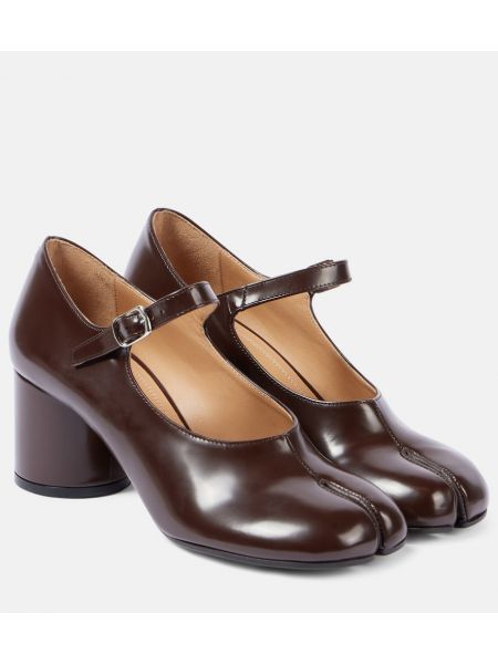 Läder mary jane pumps Maison Margiela brun