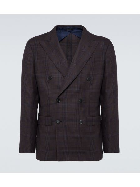 Kontrolleret uld dobbeltradet blazer Brioni brun