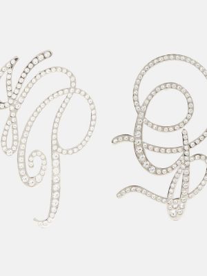 Boucles d'oreilles à boucle en cristal Jean Paul Gaultier argenté