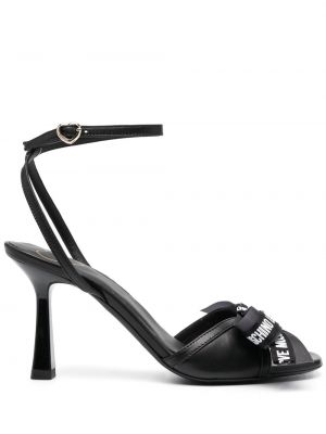 Oversized sandále s mašľou s potlačou Love Moschino čierna