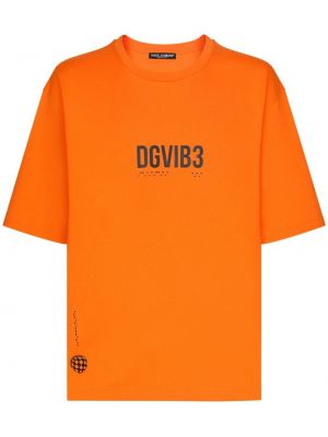 Kokvilnas t-krekls ar apdruku Dolce & Gabbana Dg Vibe oranžs