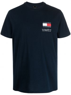 Kokvilnas t-krekls ar apdruku Tommy Jeans zils
