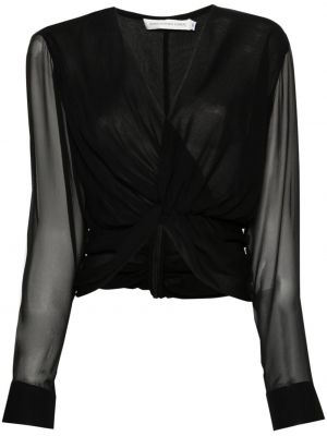 Прозрачна копринена блуза Christopher Esber черно